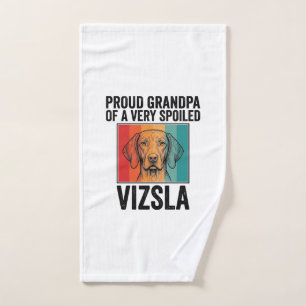 Proud Grandpa Vizsla Vintage Dog Lover Design_1 Hand Towel