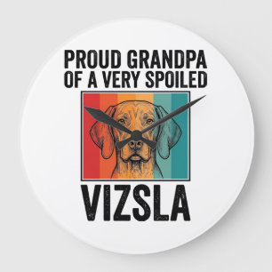 Proud Grandpa Vizsla Vintage Dog Lover Design_1 Large Clock