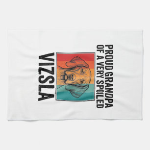 Proud Grandpa Vizsla Vintage Dog Lover Design_1 Tea Towel