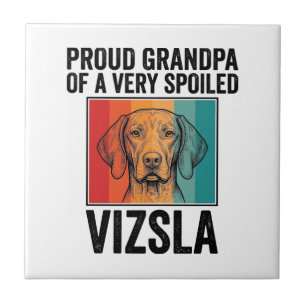 Proud Grandpa Vizsla Vintage Dog Lover Design_1 Tile