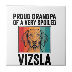 Proud Grandpa Vizsla Vintage Dog Lover Design_1 Tile