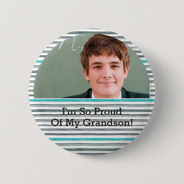 Proud Grandparent Graduation Grad Photo 6 Cm Round Badge (Front)