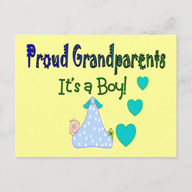 Proud Grandparents "It's a Boy" Postcard (Front)