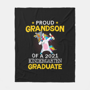 Proud Grandson 2021 Kindergarten Graduate Unicom Fleece Blanket