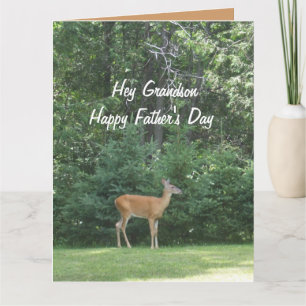 Proud Grandson   Happy Father's Day Deer Card