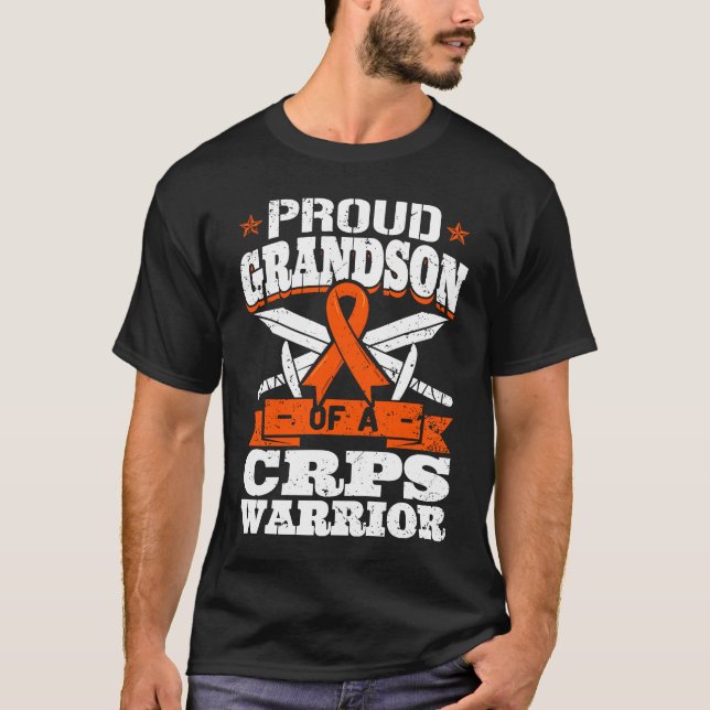 Proud Grandson Of A CRPS Warrior RSD Awareness Rib T-Shirt (Front)