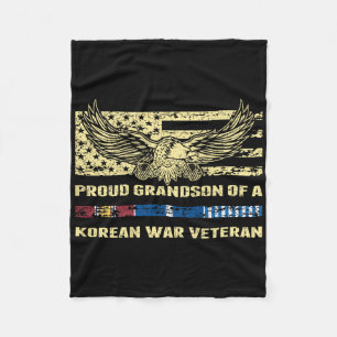 Proud Grandson Of A Korean War Veteran Military Ve Fleece Blanket