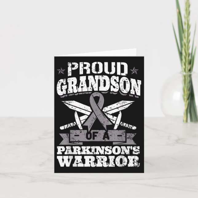 Proud Grandson Of A Parkinsons Warrior Pd Awarenes Card (Front)