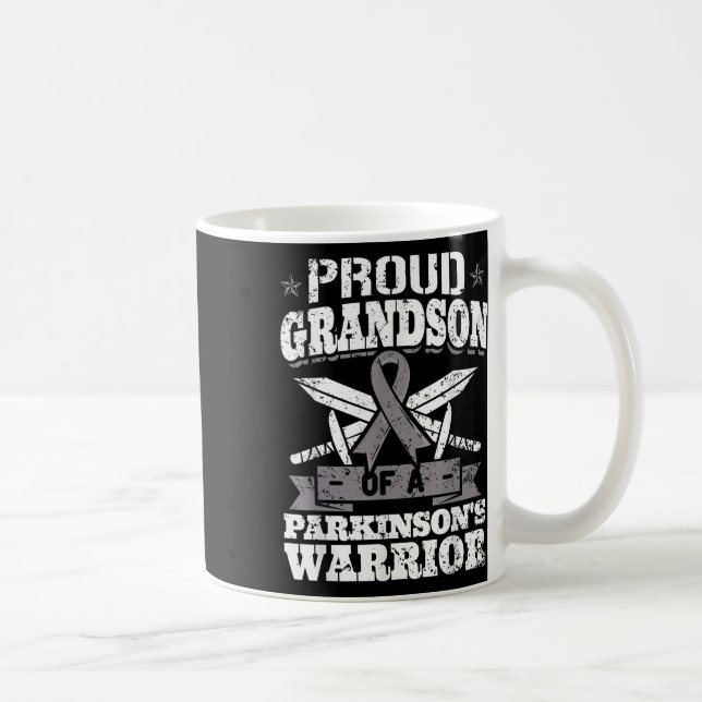 Proud Grandson Of A Parkinsons Warrior Pd Awarenes Coffee Mug (Right)