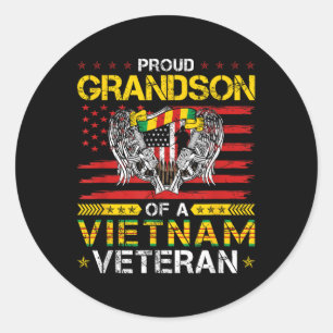 Proud Grandson Of A Vietnam Veteran Classic Round Sticker