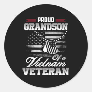 Proud Grandson Of A Vietnam Veteran Military Shirt Classic Round Sticker