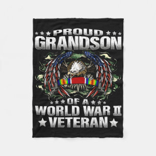 Proud Grandson Of A World War 2 Veteran Military V Fleece Blanket