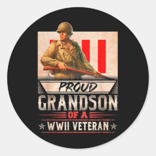 Proud Grandson Of A Wwii Veteran  Classic Round Sticker