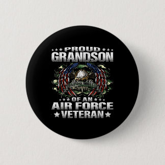 Proud Grandson Of An Air Force Veteran Military Ve 6 Cm Round Badge