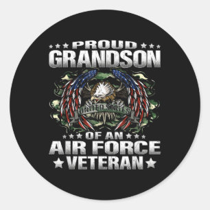 Proud Grandson Of An Air Force Veteran Military Ve Classic Round Sticker