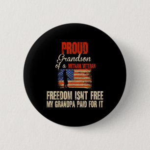 Proud Grandson Of Vietnam Veteran Military Family  6 Cm Round Badge