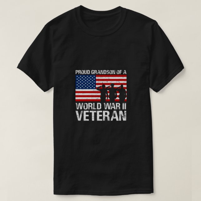 Proud Grandson Of Wwii Veteran Graphic Military Fa T-Shirt (Design Front)
