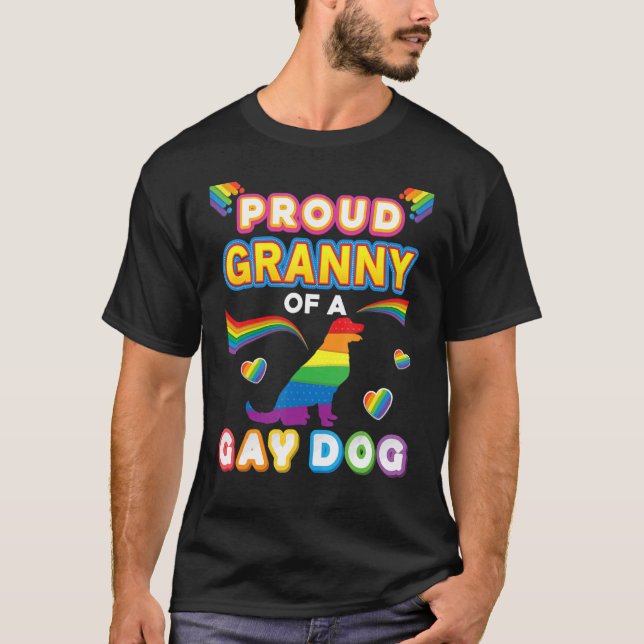 Proud Granny Of A Gay Dog Lesbian Pride Lgbt Rainb T-Shirt (Front)