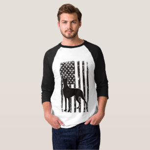 Proud Great Dane American Flag 3/4 Sleeve Baseball T-Shirt