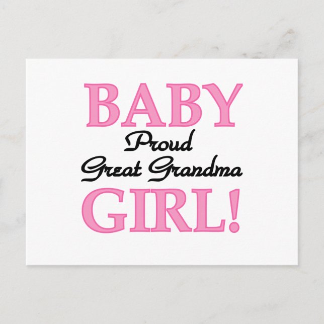 Proud Great Grandma Baby Girl Tshirts and Gifts Postcard (Front)