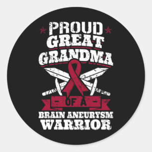 Proud Great Grandma Of A Brain Aneurysm Warrior Aw Classic Round Sticker