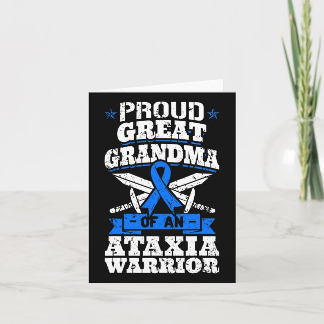 Proud Great Grandma Of An Ataxia Warrior Awareness Card (Front)