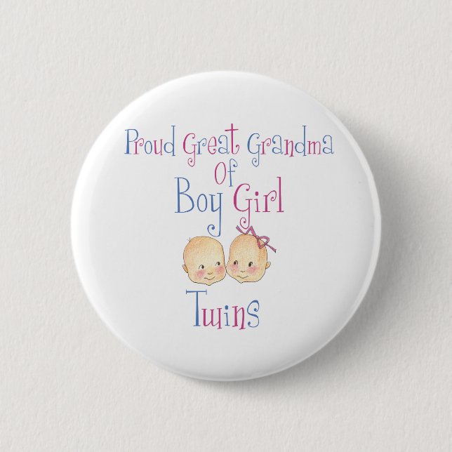 Proud Great Grandma Of Boy Girl Twins 6 Cm Round Badge (Front)
