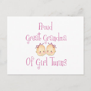 Proud Great Grandma Of Girl Twins Postcard