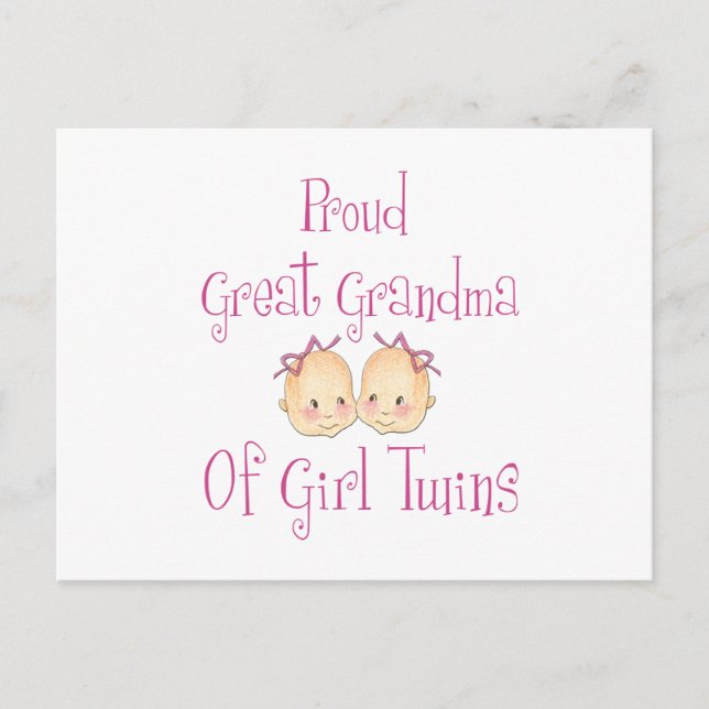 Proud Great Grandma Of Girl Twins Postcard (Front)