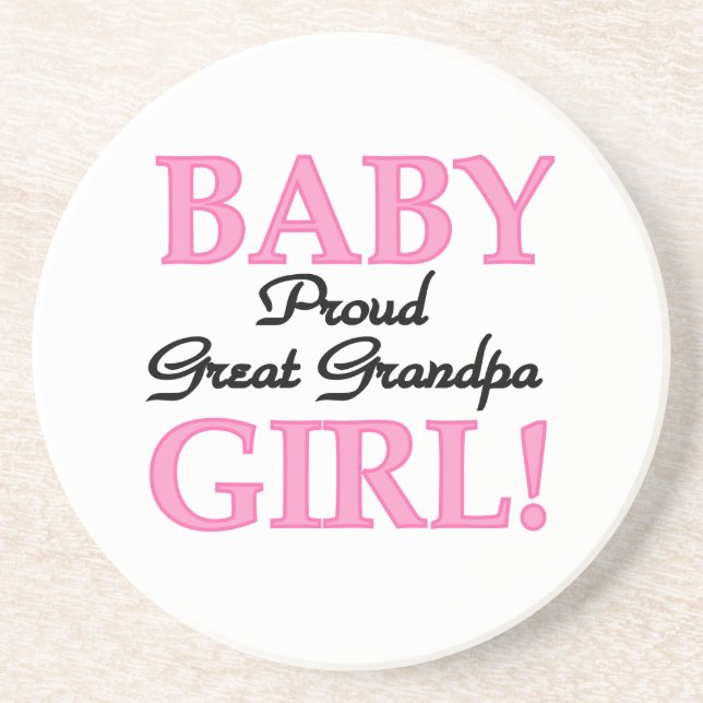 Proud Great Grandpa Baby Girl Gifts Coaster (Front)