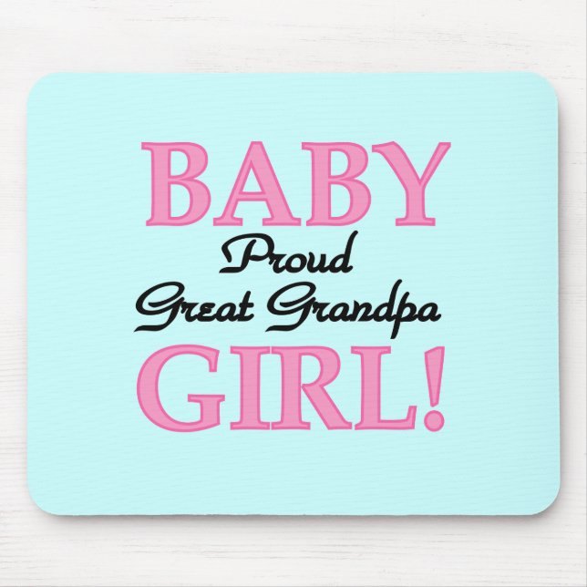 Proud Great Grandpa of Girl T-shirts and Gifts Mouse Mat (Front)