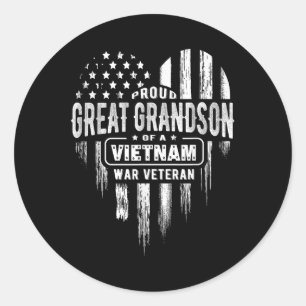 Proud Great Grandson Vietnam War Veteran American  Classic Round Sticker
