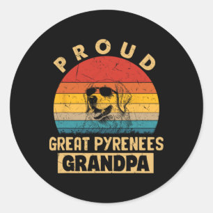 Proud Great Pyrenees Grandpa Dog Gifts Funny Grand Classic Round Sticker