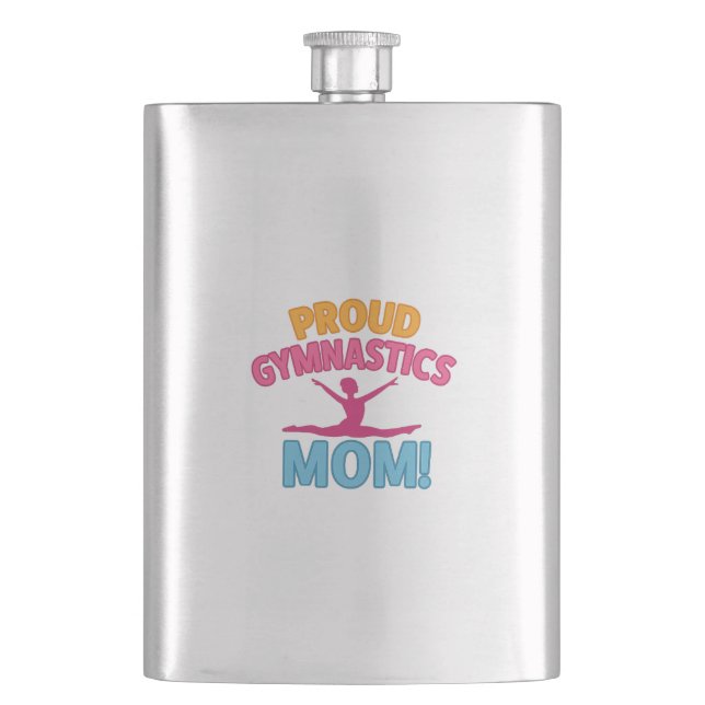 Proud gymnastics mum hip flask (Front)