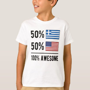 Proud Half Greek Half American Flag Greece USA T-Shirt