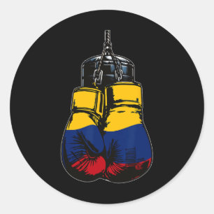 Proud Heritage Colombia Flag Boxing Gloves Classic Round Sticker