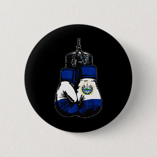 Proud Heritage El Salvador Flag Boxing Gloves 6 Cm Round Badge