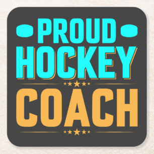 Proud Hockey Coach Square Paper Coaster