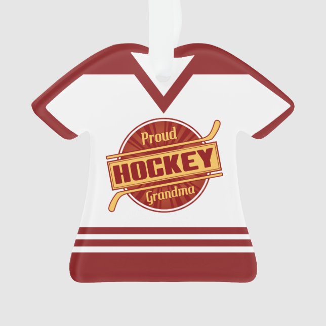 Proud Hockey Grandma Customisable Jersey Ornament (Front)