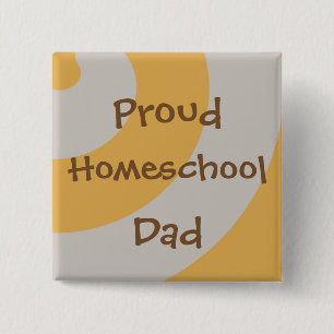 Proud Homeschool Dad Brown and Grey Swirls 15 Cm Square Badge