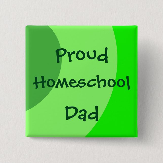 Proud Homeschool Dad Green Swirls 15 Cm Square Badge (Front)