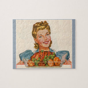 proud housewife with her dinner creation jigsaw puzzle
