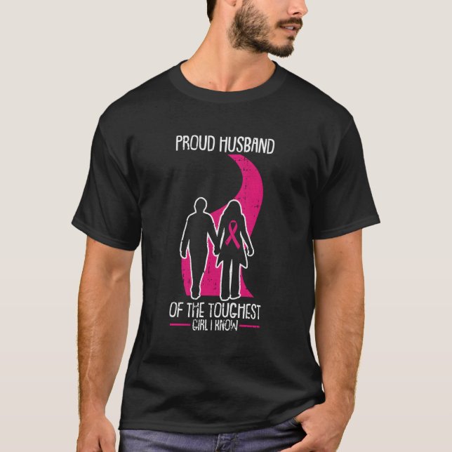 Proud Husband Breast Cancer Awareness K Ribbon War T-Shirt (Front)