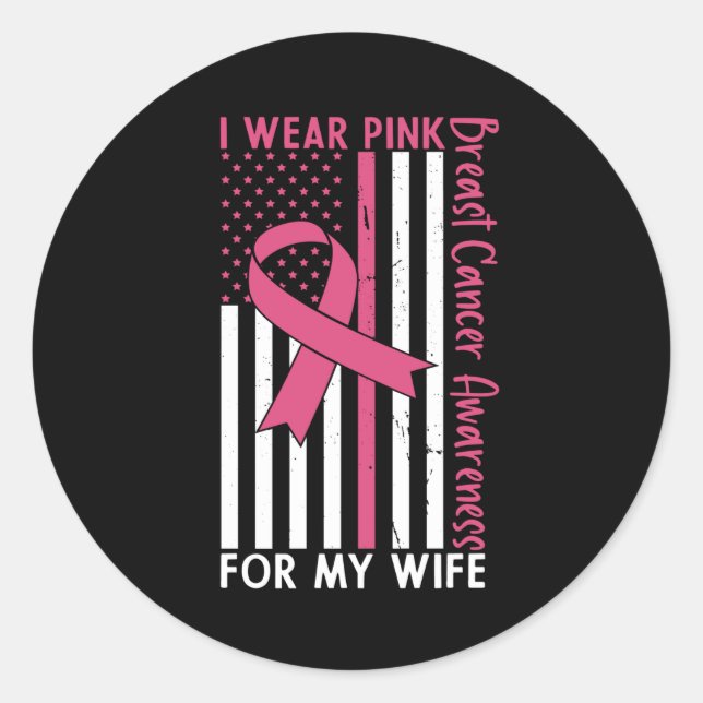 Proud Husband Of A Breast Cancer Warrior Wife Classic Round Sticker (Front)