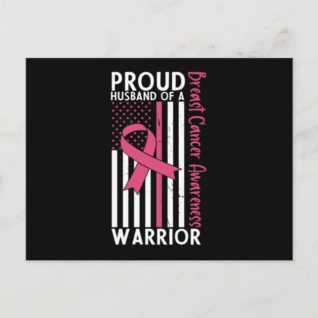 Proud Husband Of A Breast Cancer Warrior Wife Postcard (Front)