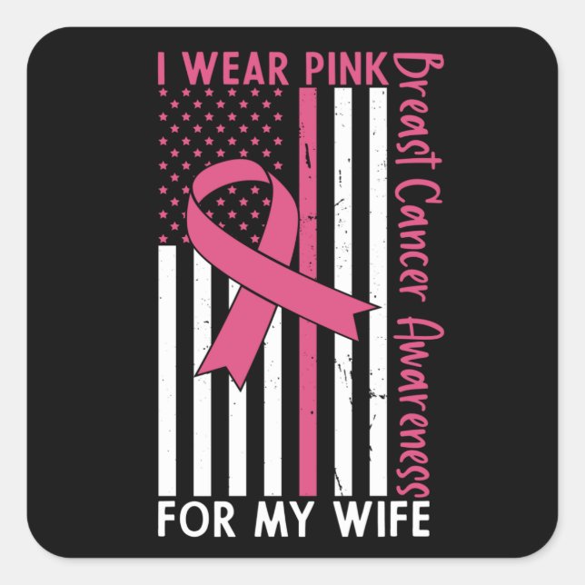Proud Husband Of A Breast Cancer Warrior Wife Square Sticker (Front)