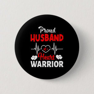 Proud Husband Of A Heart Warrior Chd Awareness 6 Cm Round Badge