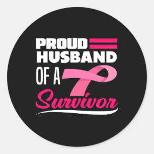 Proud Husband Of A Survivor Wife Breast Cancer Awa Classic Round Sticker