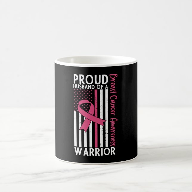 Proud Husband Of A Warrior Breast Cancer Awareness Coffee Mug (Center)