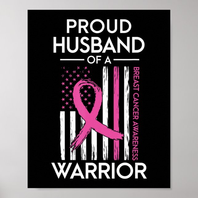 Proud Husband Of A Warrior Breast Cancer Awareness Poster (Front)